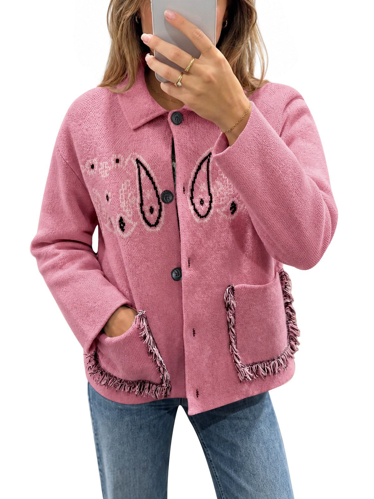 usvara Womens Boho Fringe Cardigan
