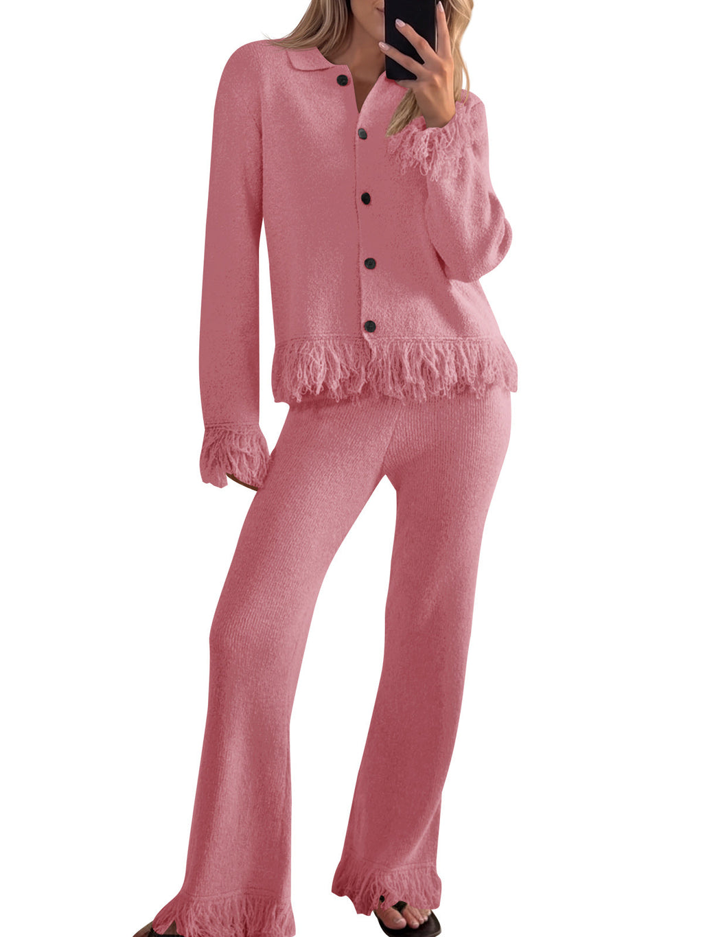 usvara Womens Fringe Sweater Sets