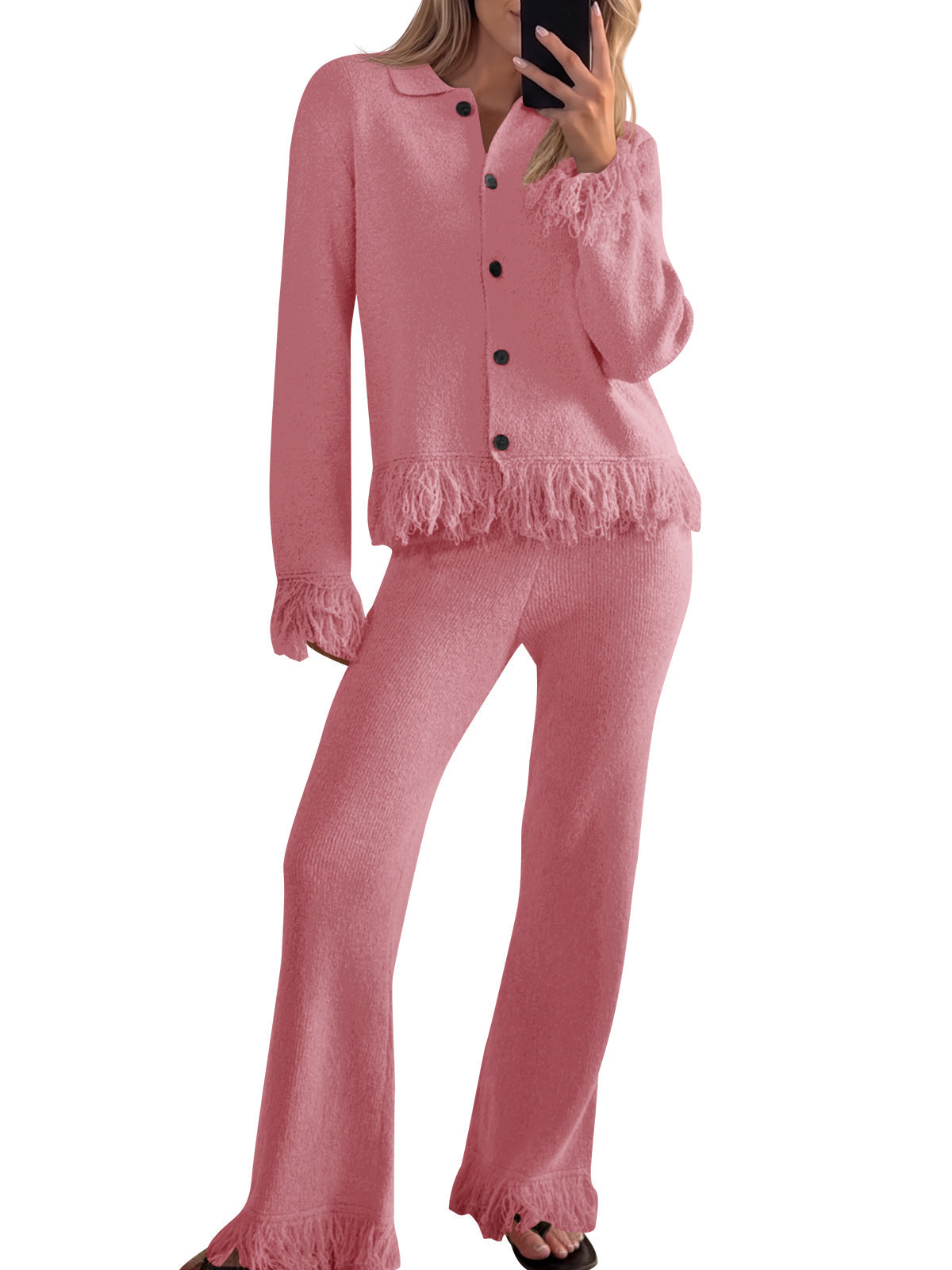 usvara Womens Fringe Sweater Sets