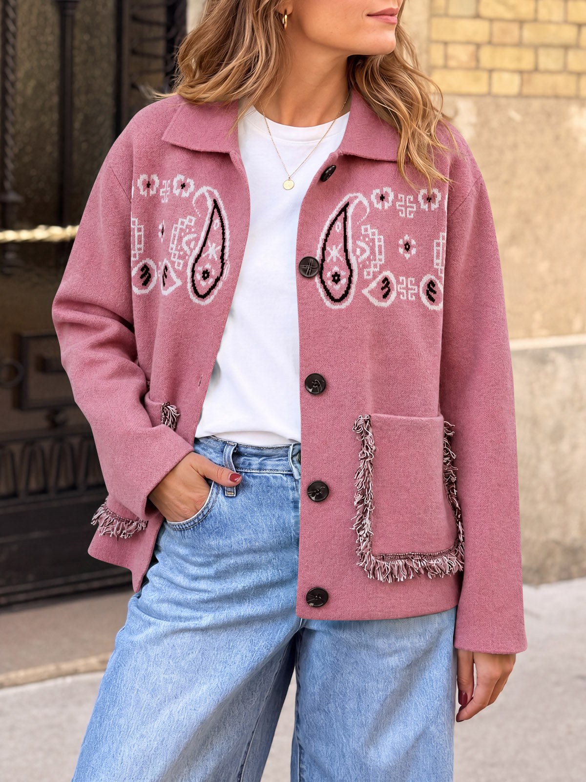 usvara Womens Boho Fringe Cardigan