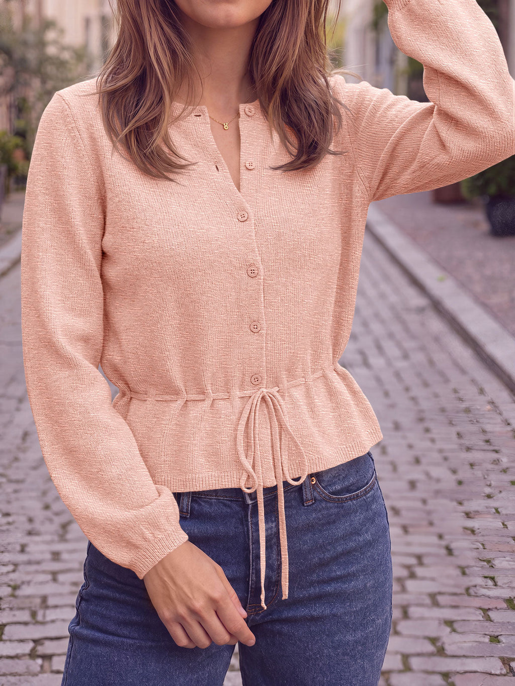 usvara Women Cropped Button Up Cardigan