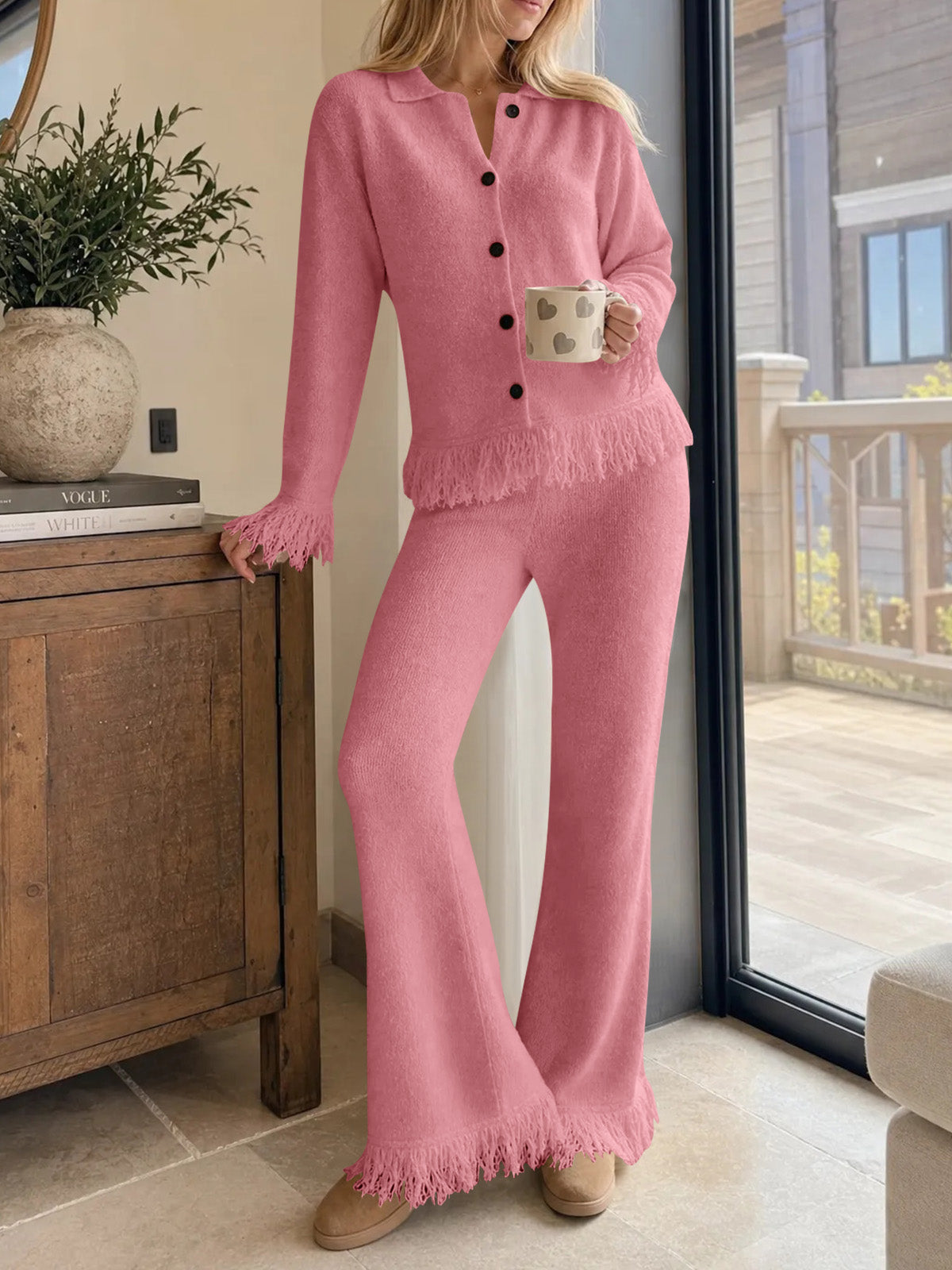 usvara Womens Fringe Sweater Sets