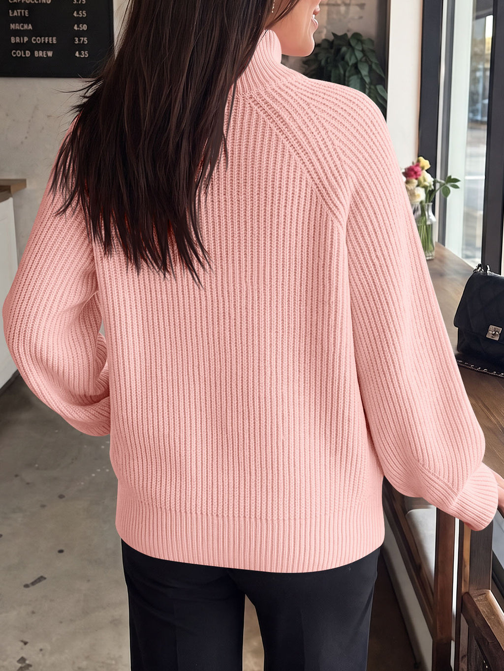 usvara Womens High Neck Oversized Knit Sweater