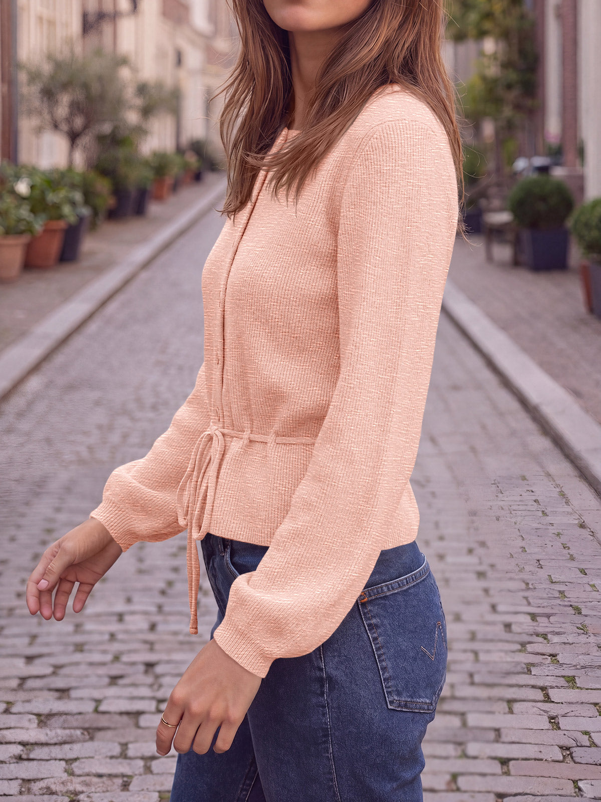 usvara Women Cropped Button Up Cardigan