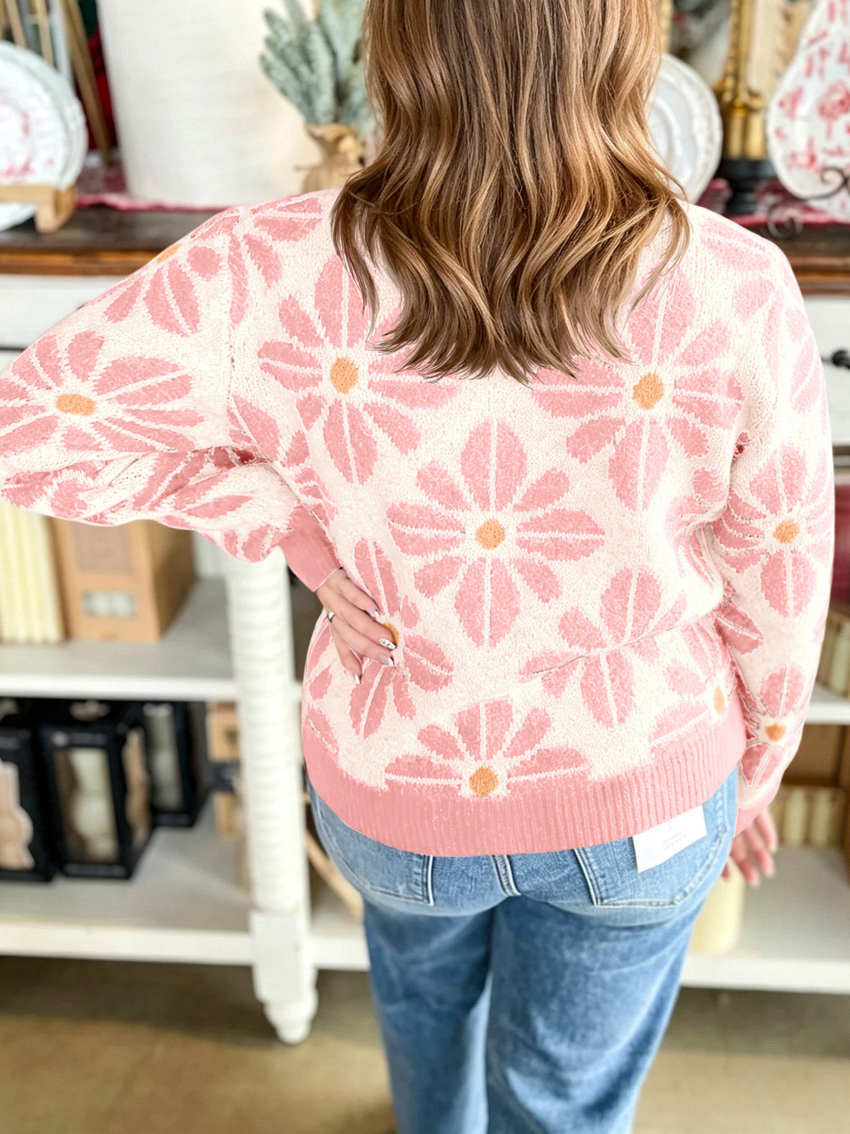 usvara Womens Floral Button Up Vintage Sweater