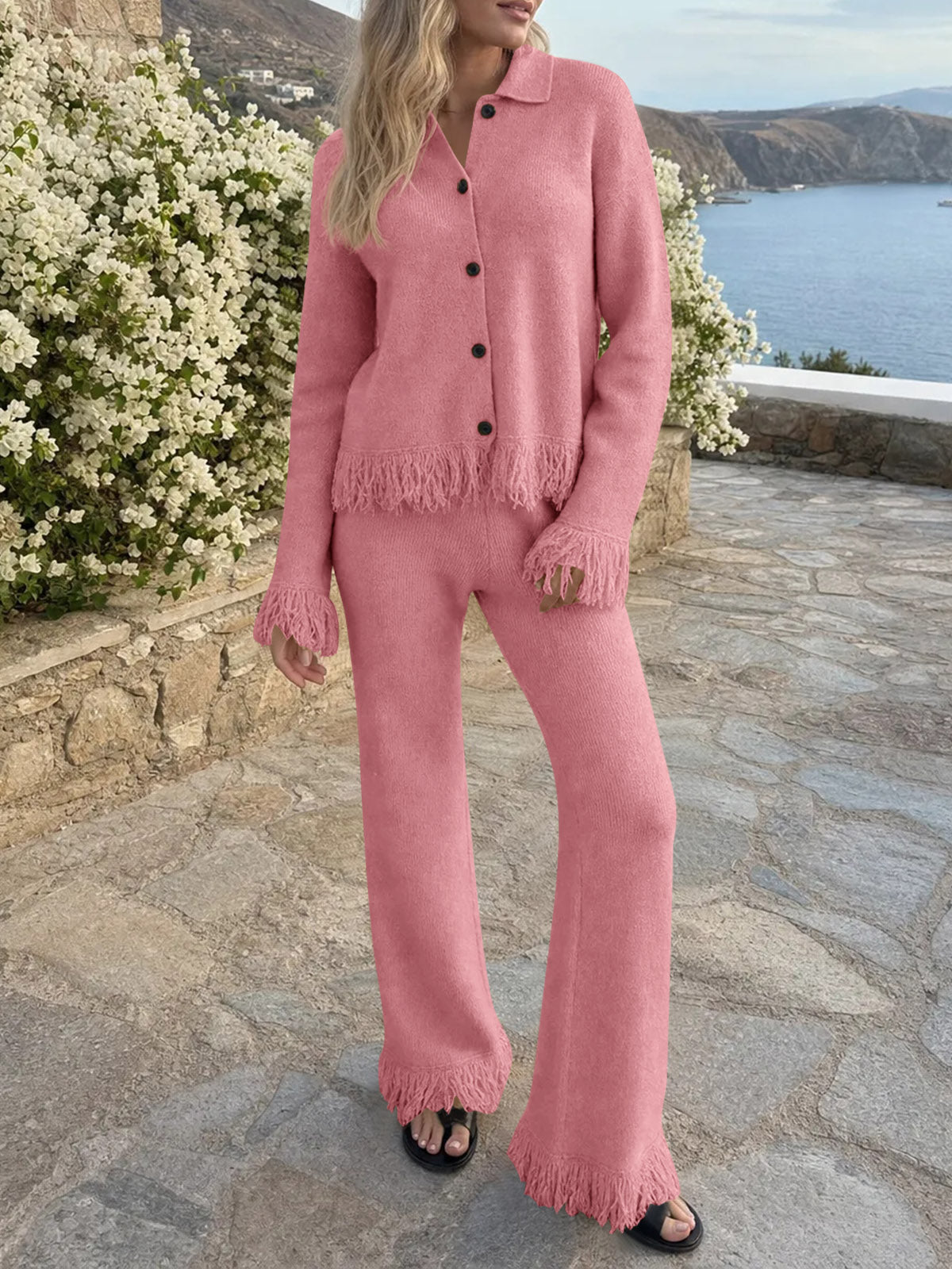 usvara Womens Fringe Sweater Sets