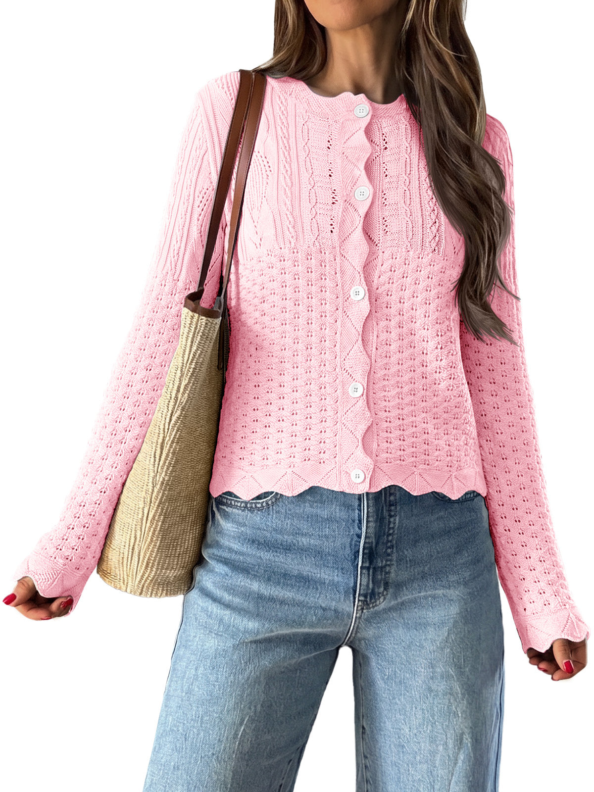 usvara Womens Crochet Cotton Knit Cardigans