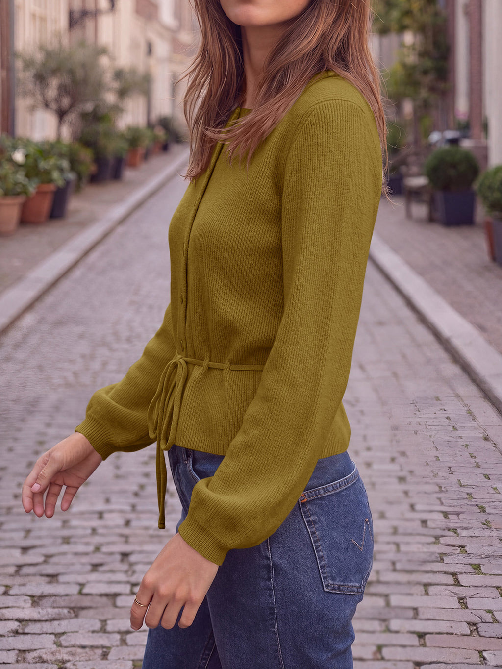 usvara Women Cropped Button Up Cardigan