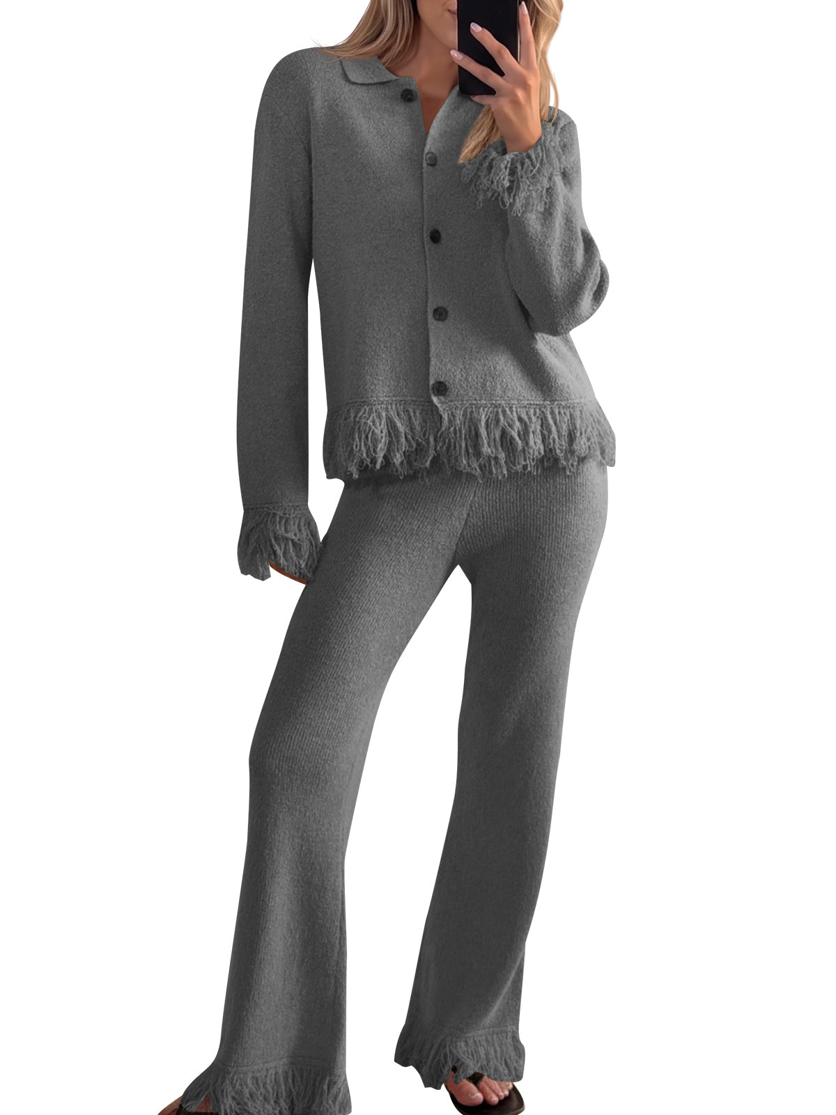 usvara Womens Fringe Sweater Sets
