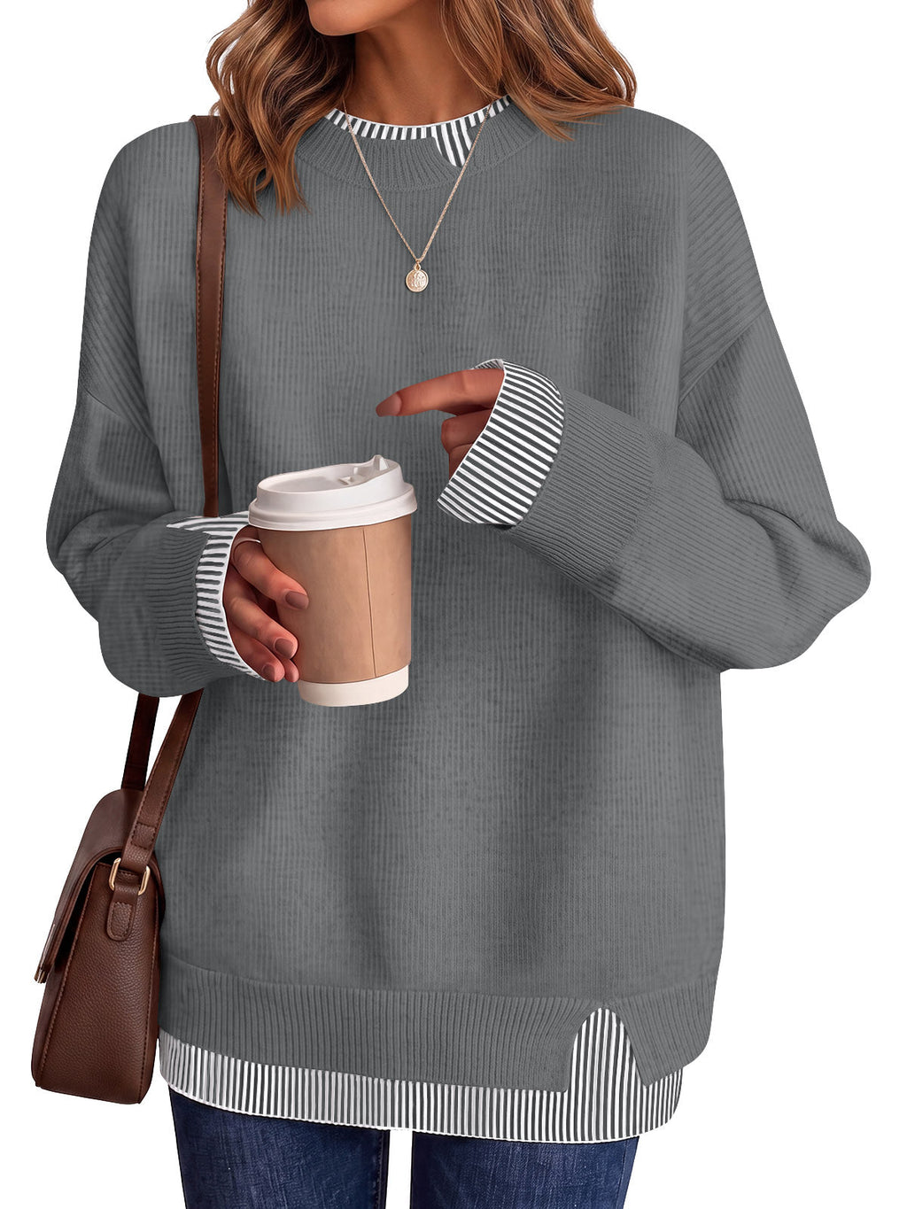 usvara Womens Crewneck Long Sleeve Sweater
