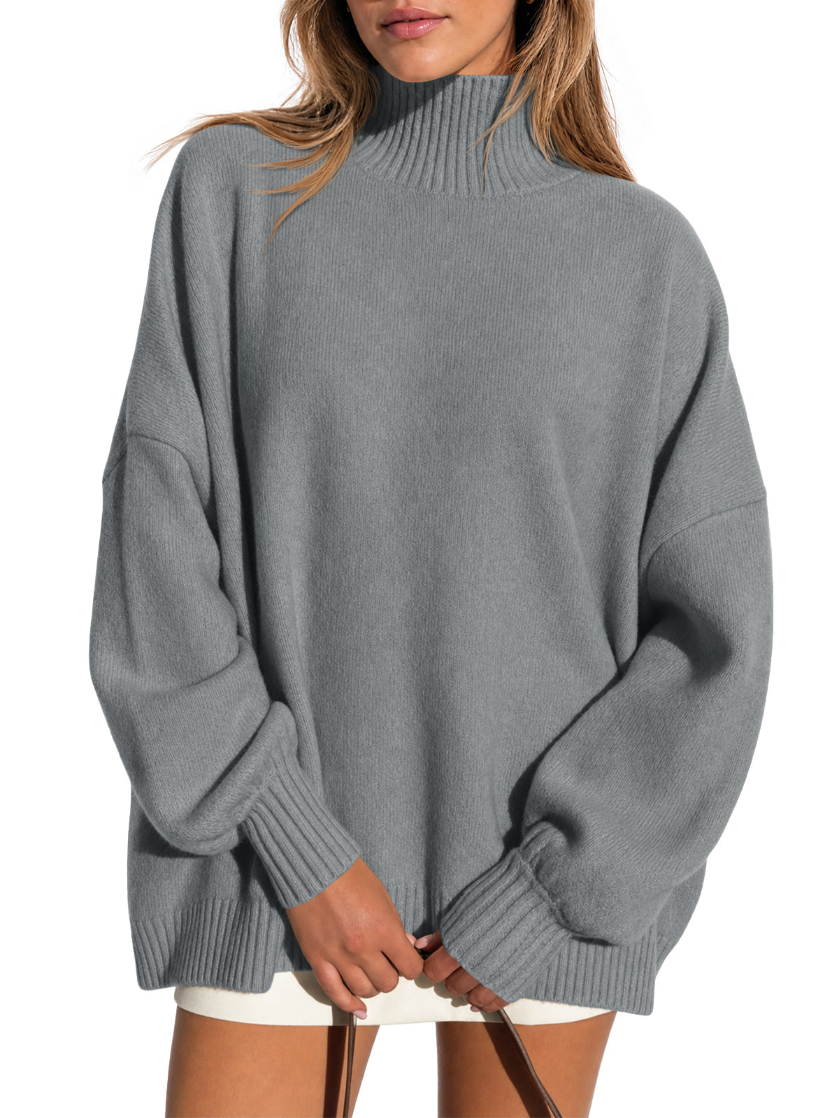 usvara Womens Mock Neck Oversized Sweater