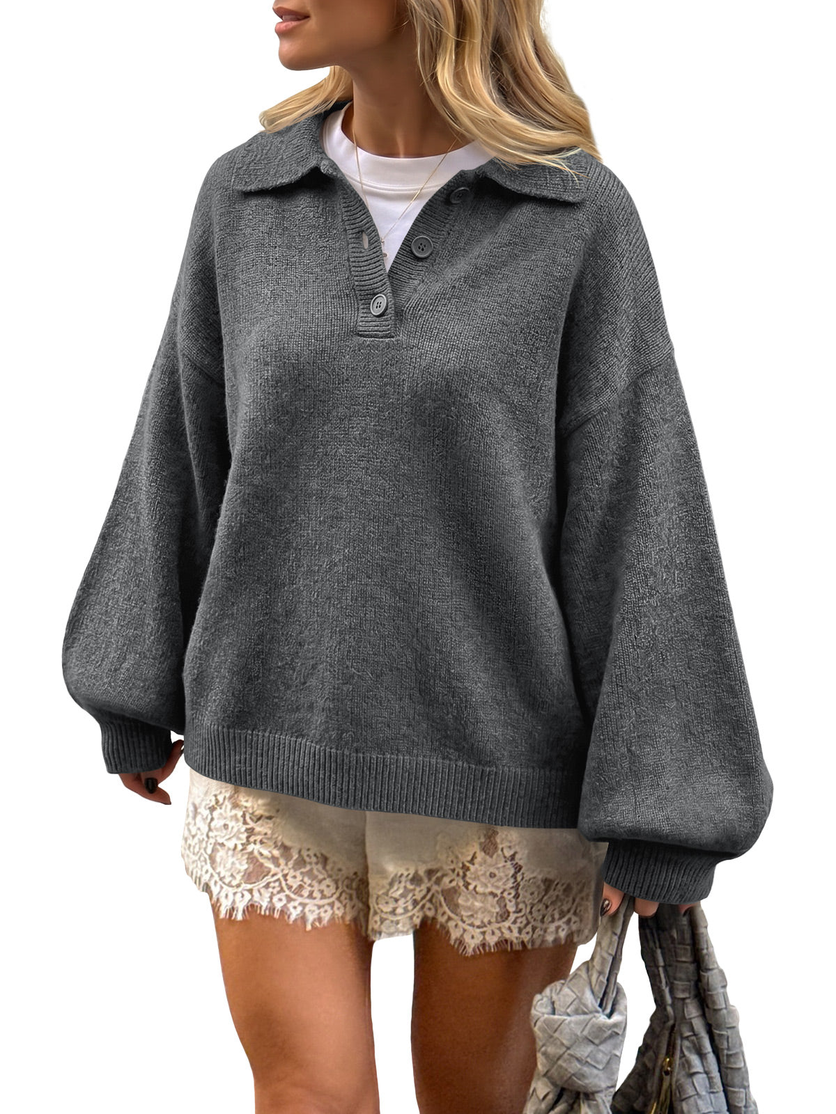 usvara Womens Polo V Neck Sweater