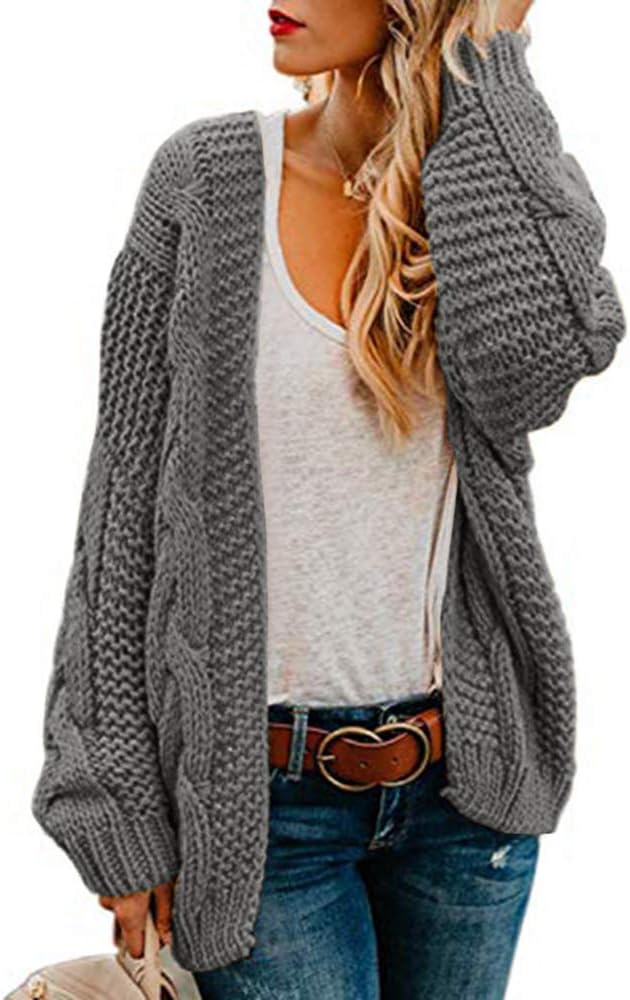 usvara Women Oversized Chunky Cable Knit Cardigan