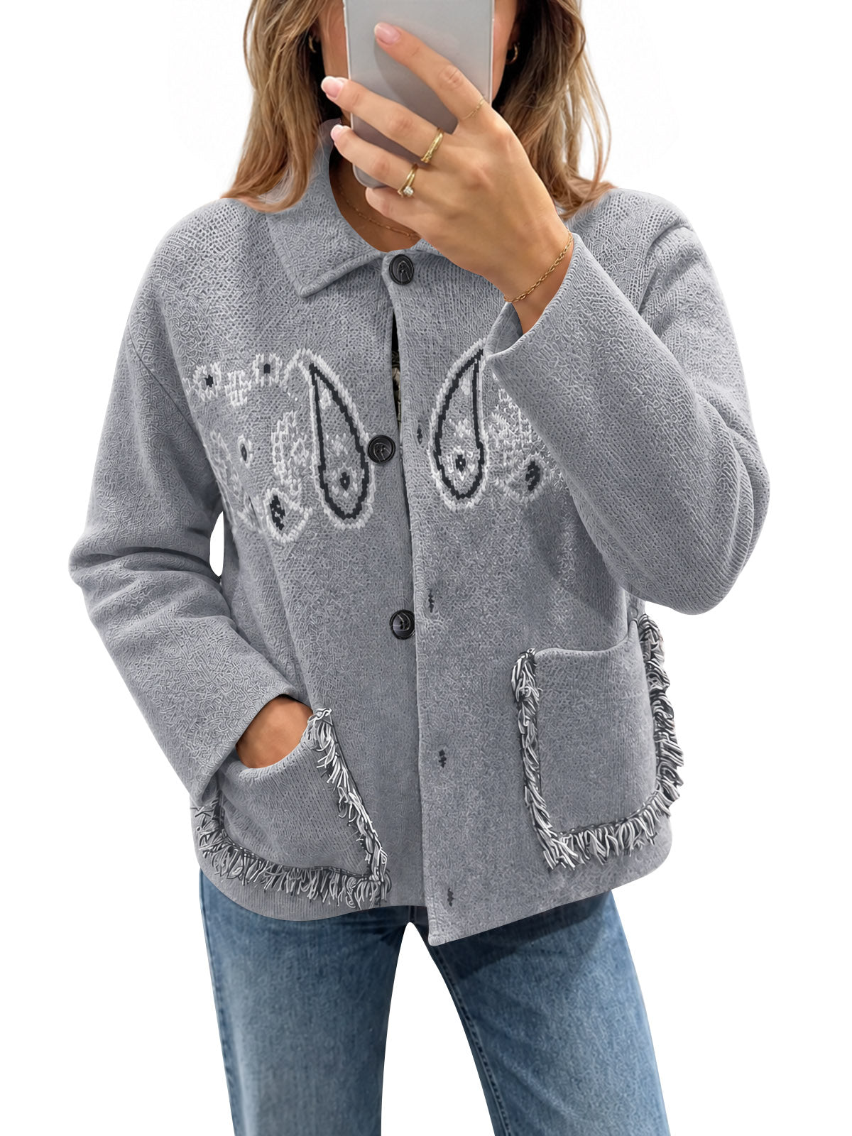 usvara Womens Boho Fringe Cardigan