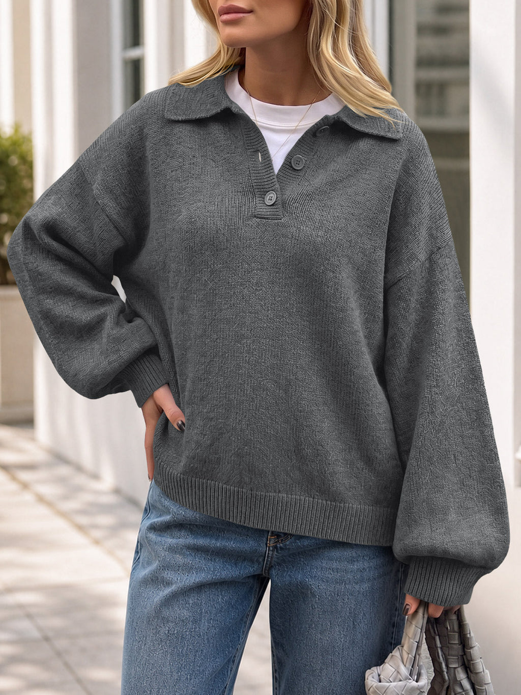 usvara Womens Polo V Neck Sweater