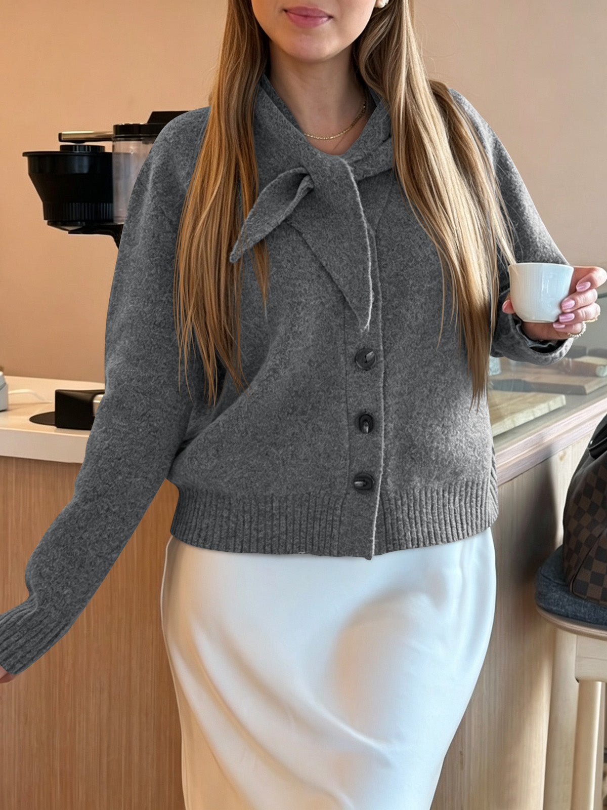 usvara Women Button Up Knit Cardigan
