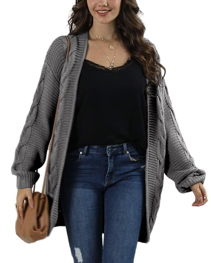 usvara Women Oversized Chunky Cable Knit Cardigan
