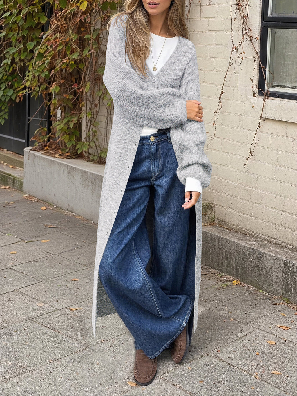 usvara Womens Oversized Long Button Up Cardigan