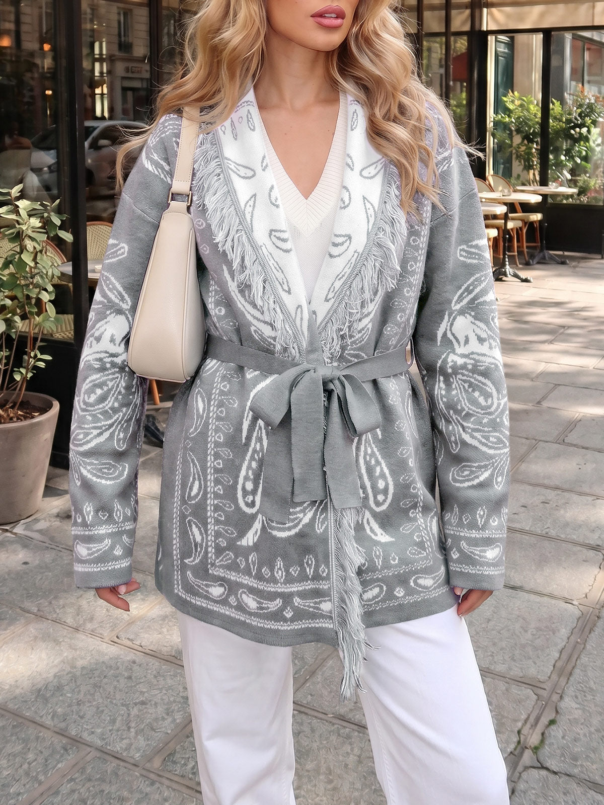 usvara Womens Tassel Knit Cardigan