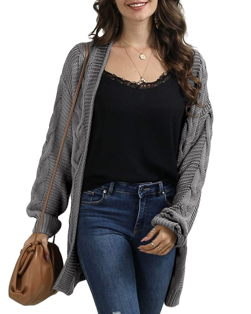 usvara Women Oversized Chunky Cable Knit Cardigan