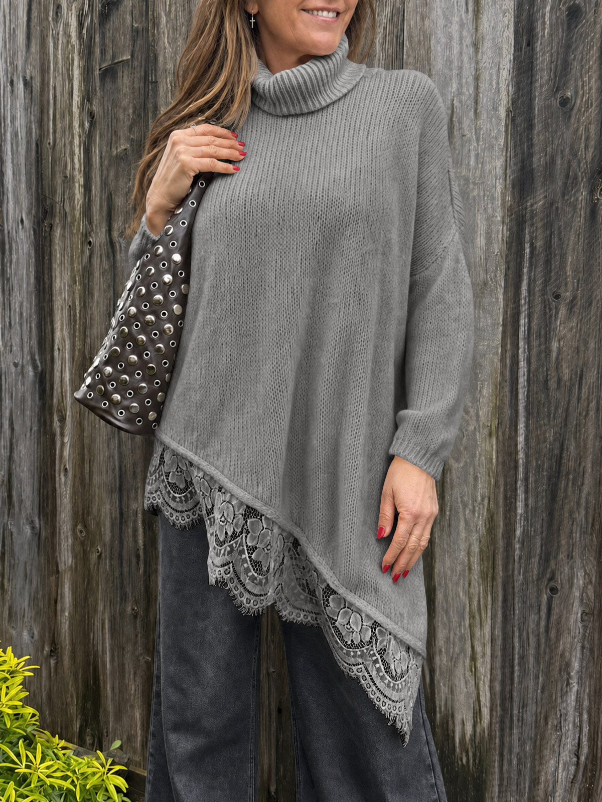 usvara Womens Oversized Batwing Sleeve Turtleneck Sweater