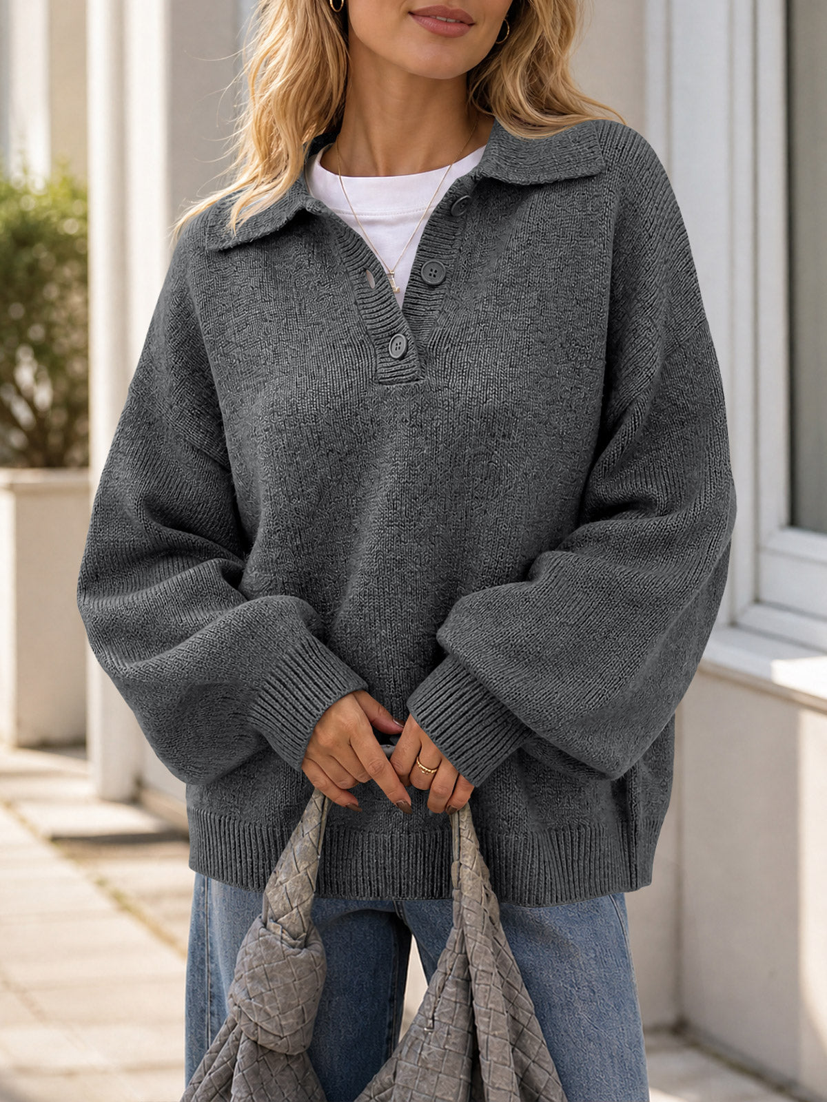 usvara Womens Polo V Neck Sweater