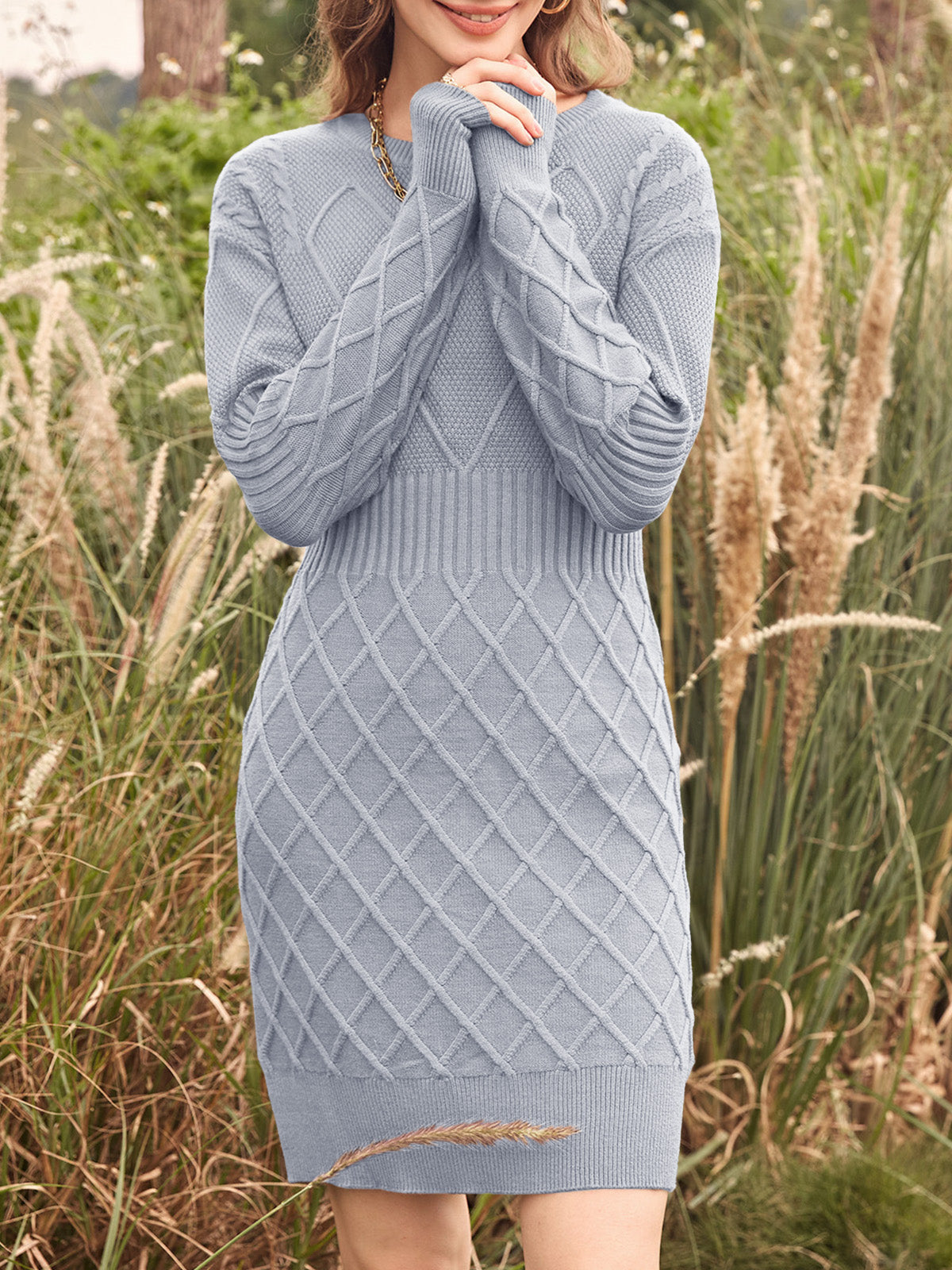 usvara Womens Bodycon Mini Sweater Dress