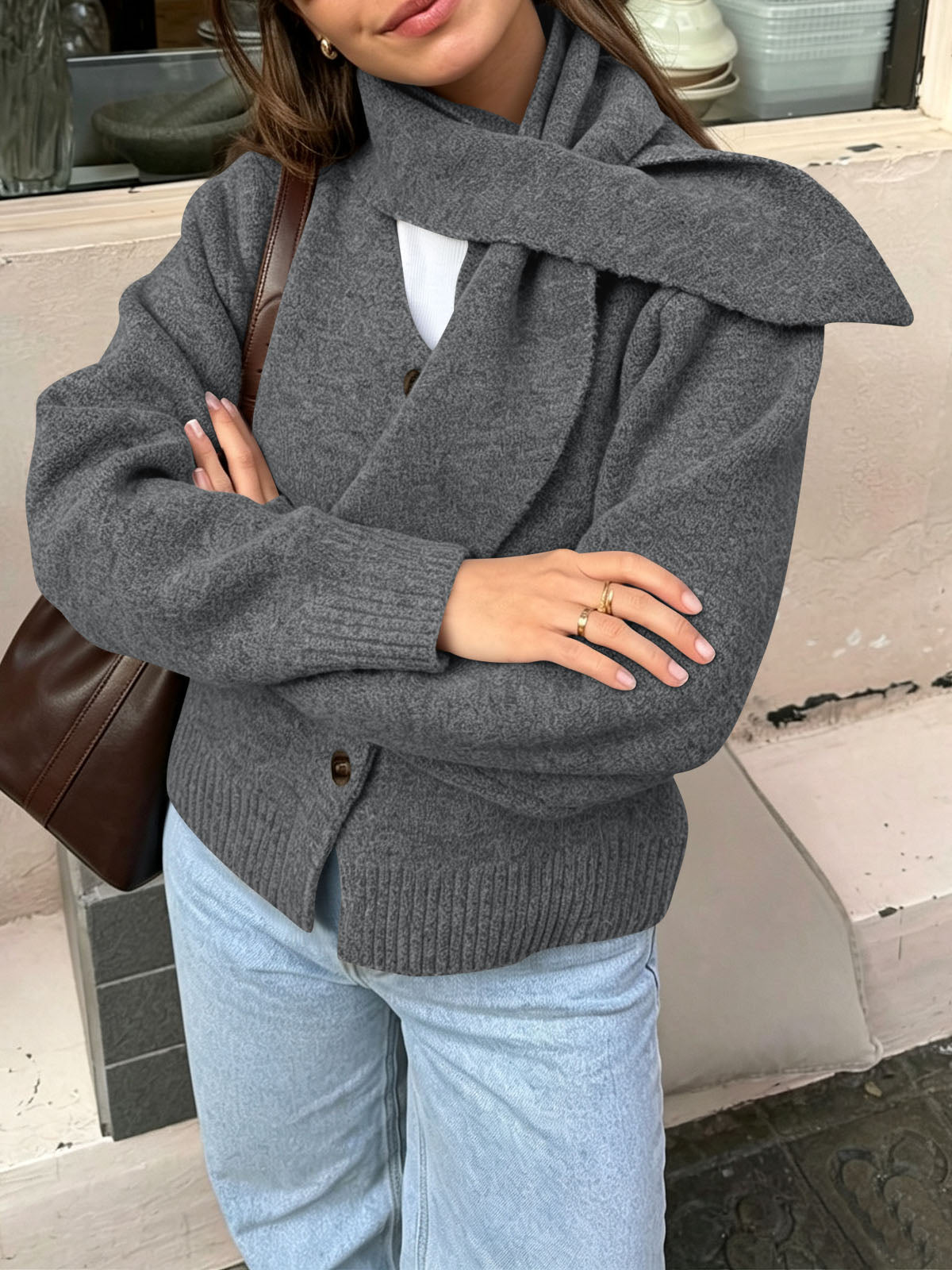 usvara Women Button Up Knit Cardigan