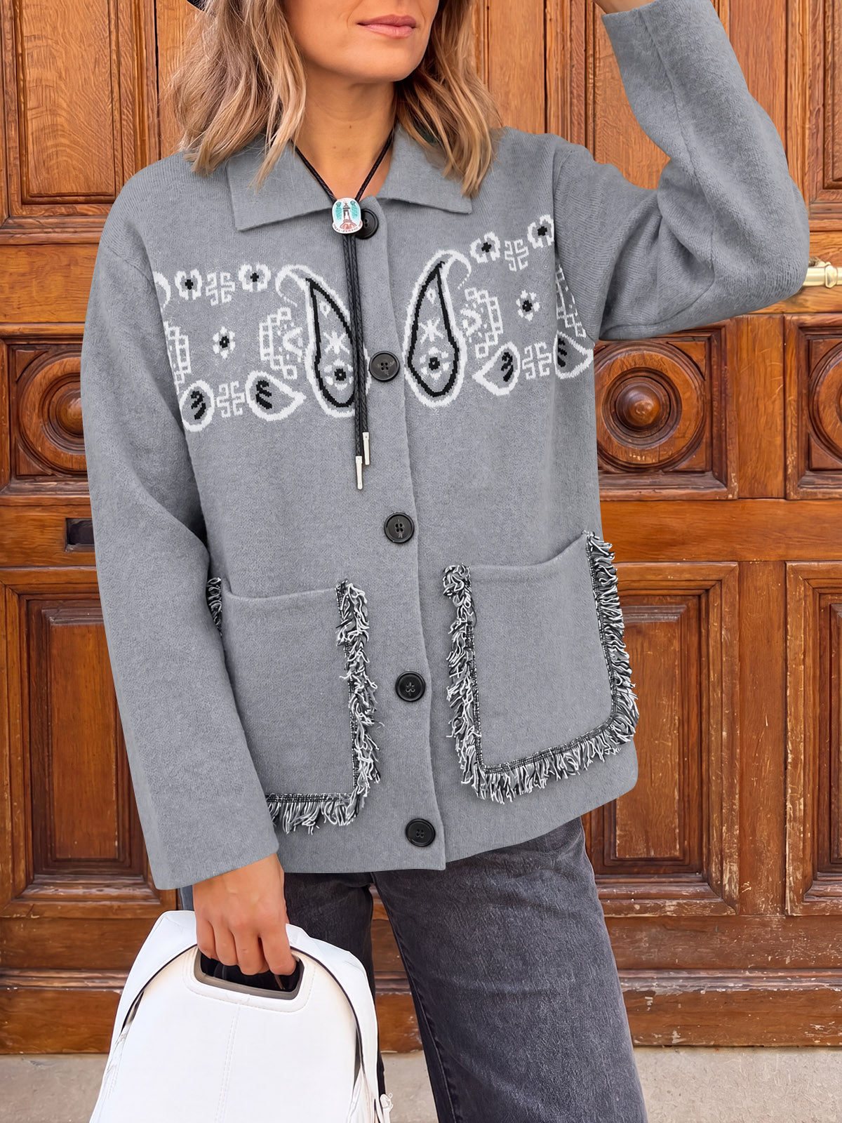 usvara Womens Boho Fringe Cardigan