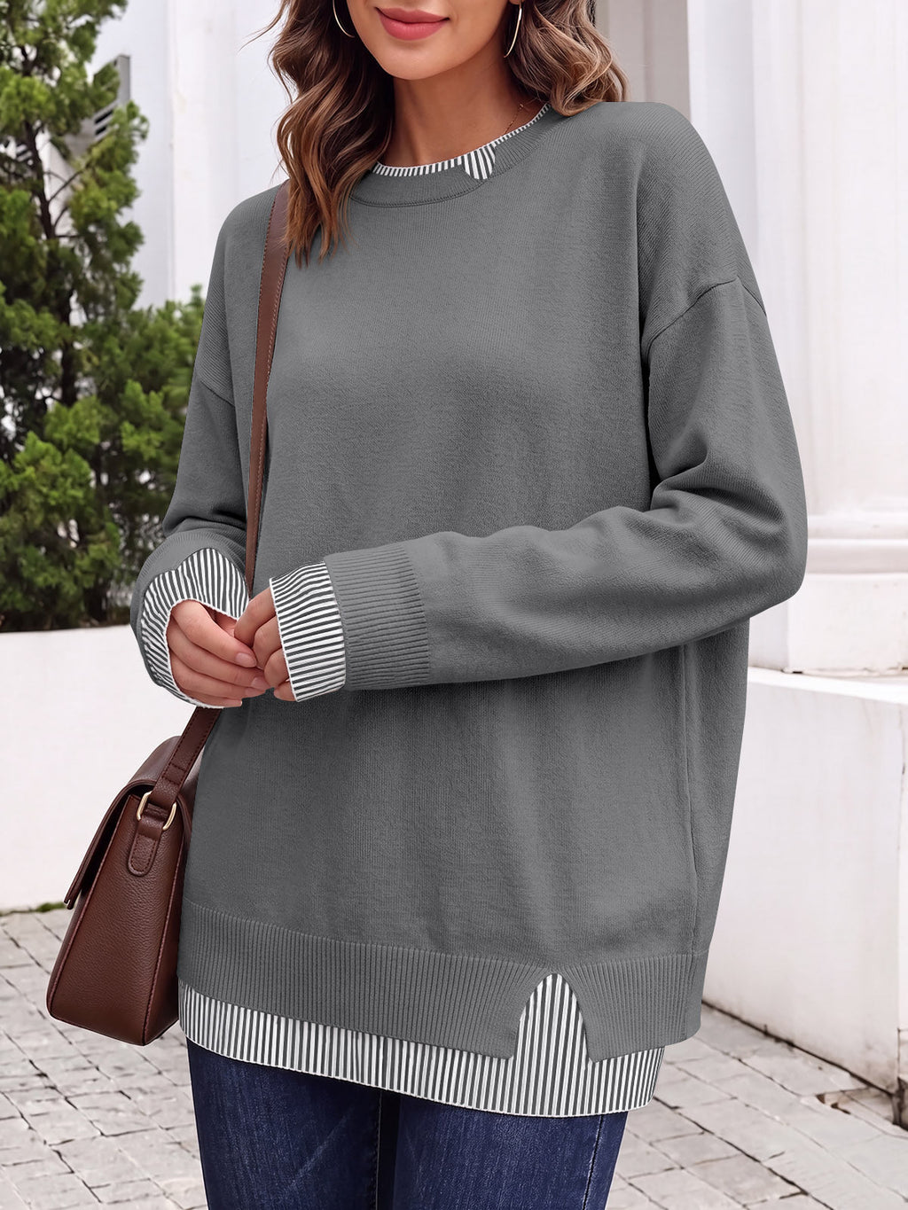 usvara Womens Crewneck Long Sleeve Sweater