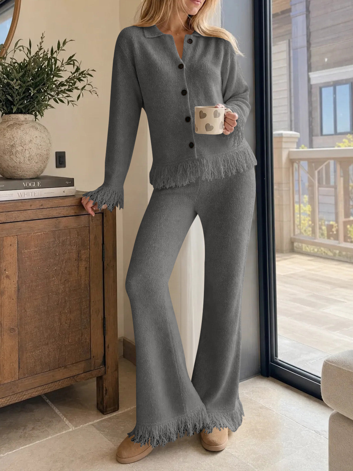 usvara Womens Fringe Sweater Sets