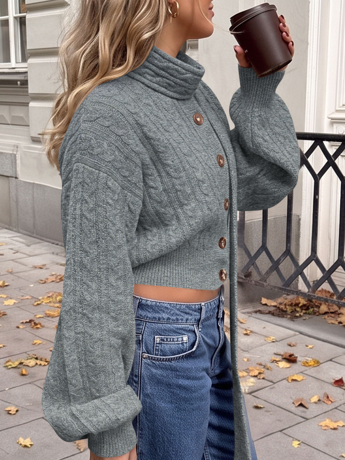 usvara Womens Cable Knit Cardigan with Scarf