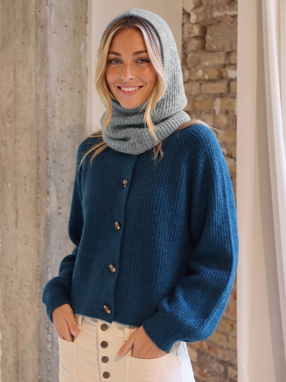 usvara Women 2-in-1 Knit Balaclava Scarf Hats