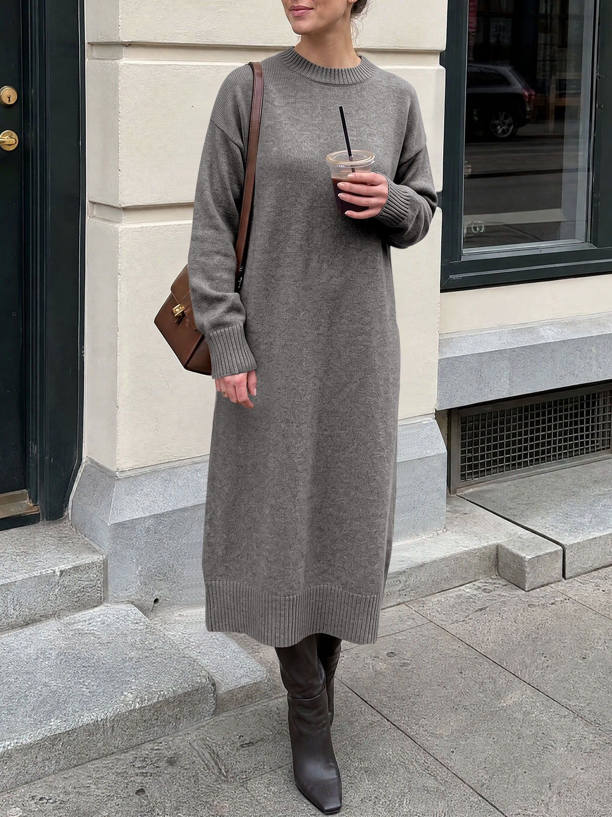 usvara Women Long Sleeve Maxi Sweater Dress