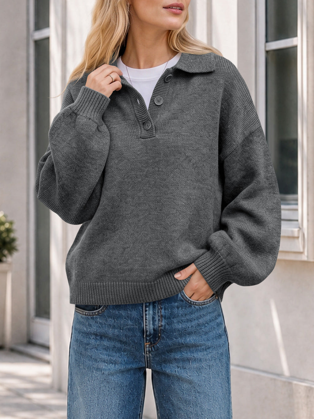 usvara Womens Polo V Neck Sweater