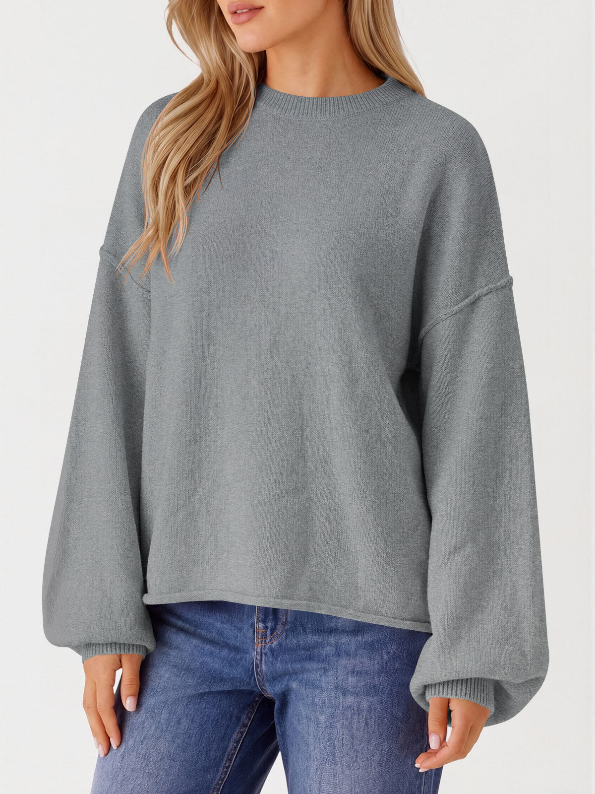 usvara Womens Oversized Crewneck Knit Pullover Tops