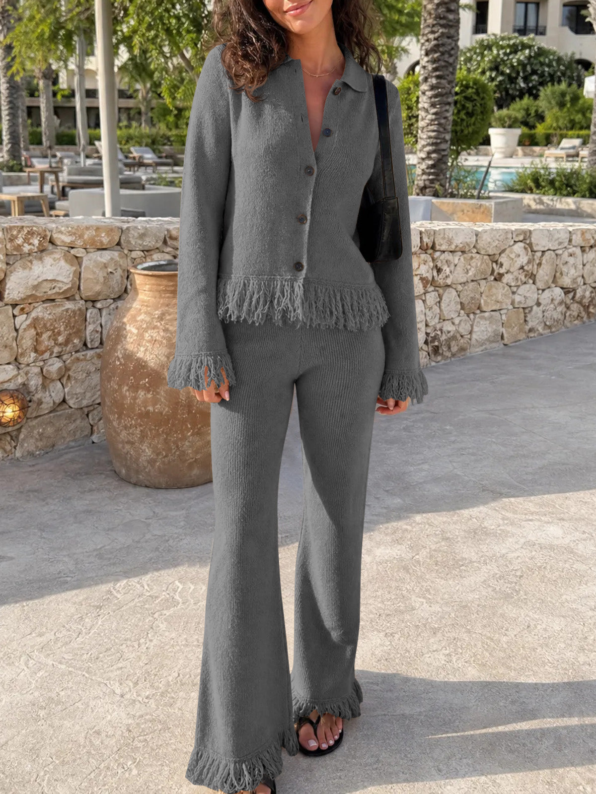 usvara Womens Fringe Sweater Sets