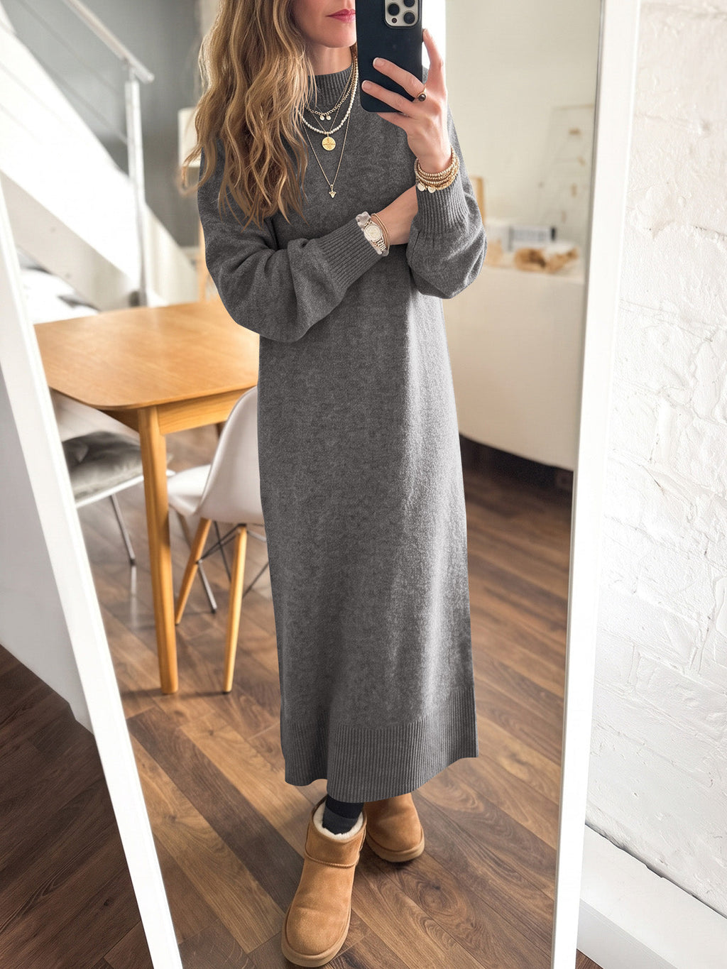 usvara Women Long Sleeve Maxi Sweater Dress