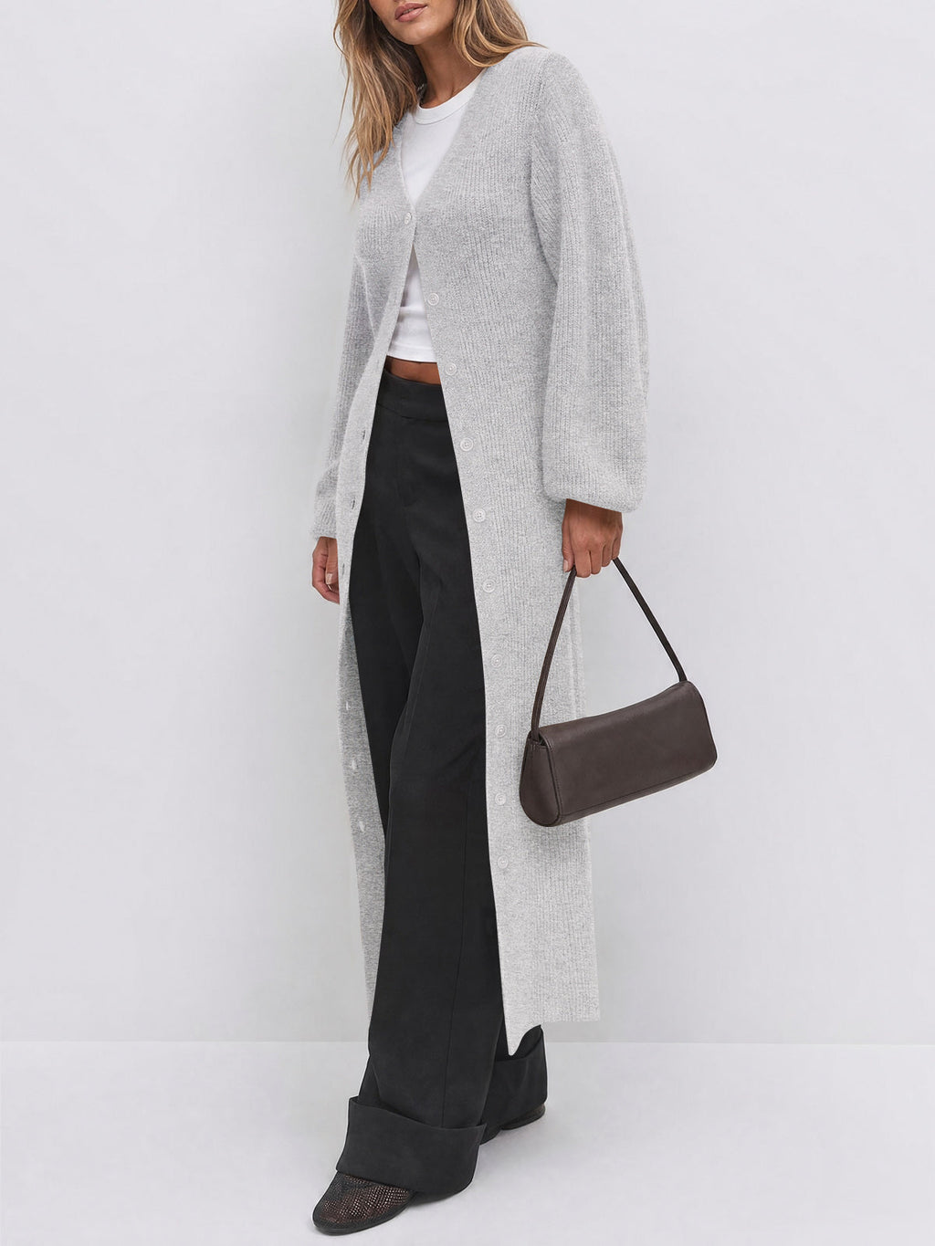 usvara Womens Oversized Long Button Up Cardigan