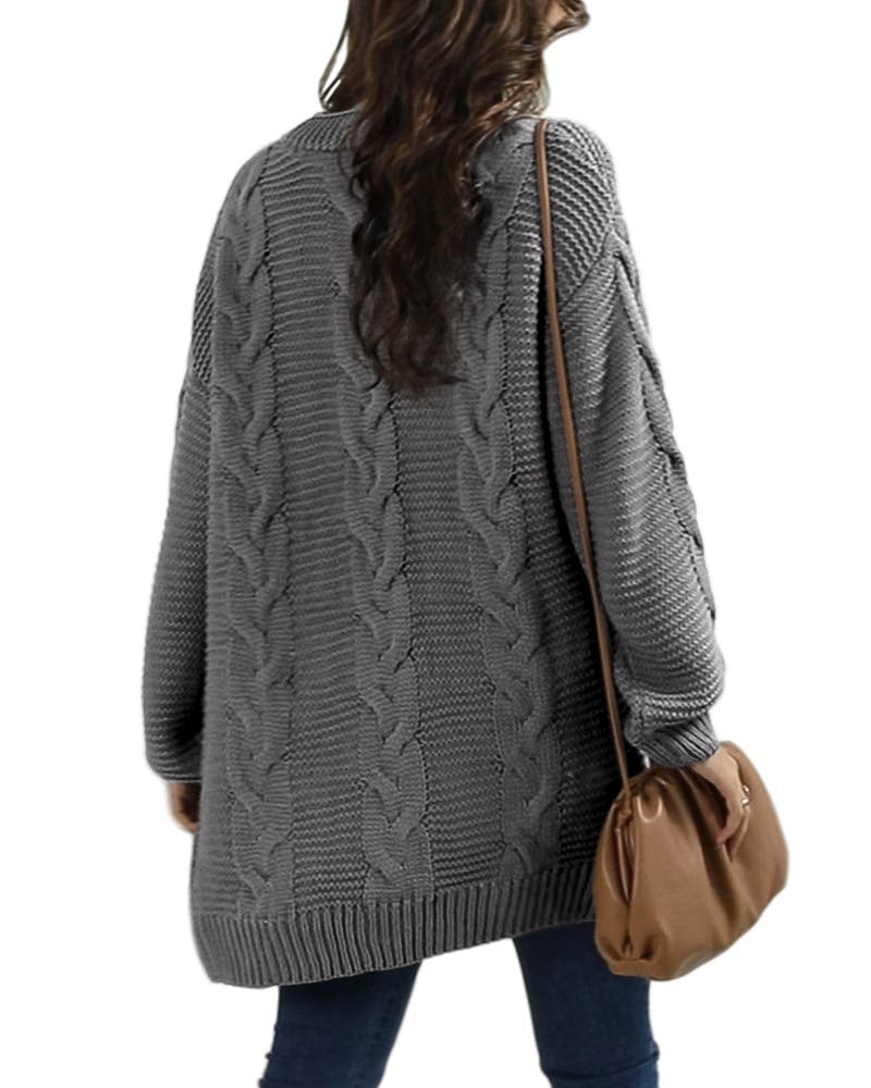 usvara Women Oversized Chunky Cable Knit Cardigan
