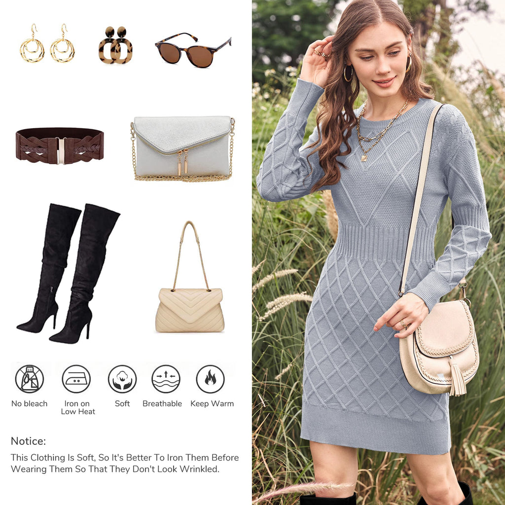 usvara Womens Bodycon Mini Sweater Dress
