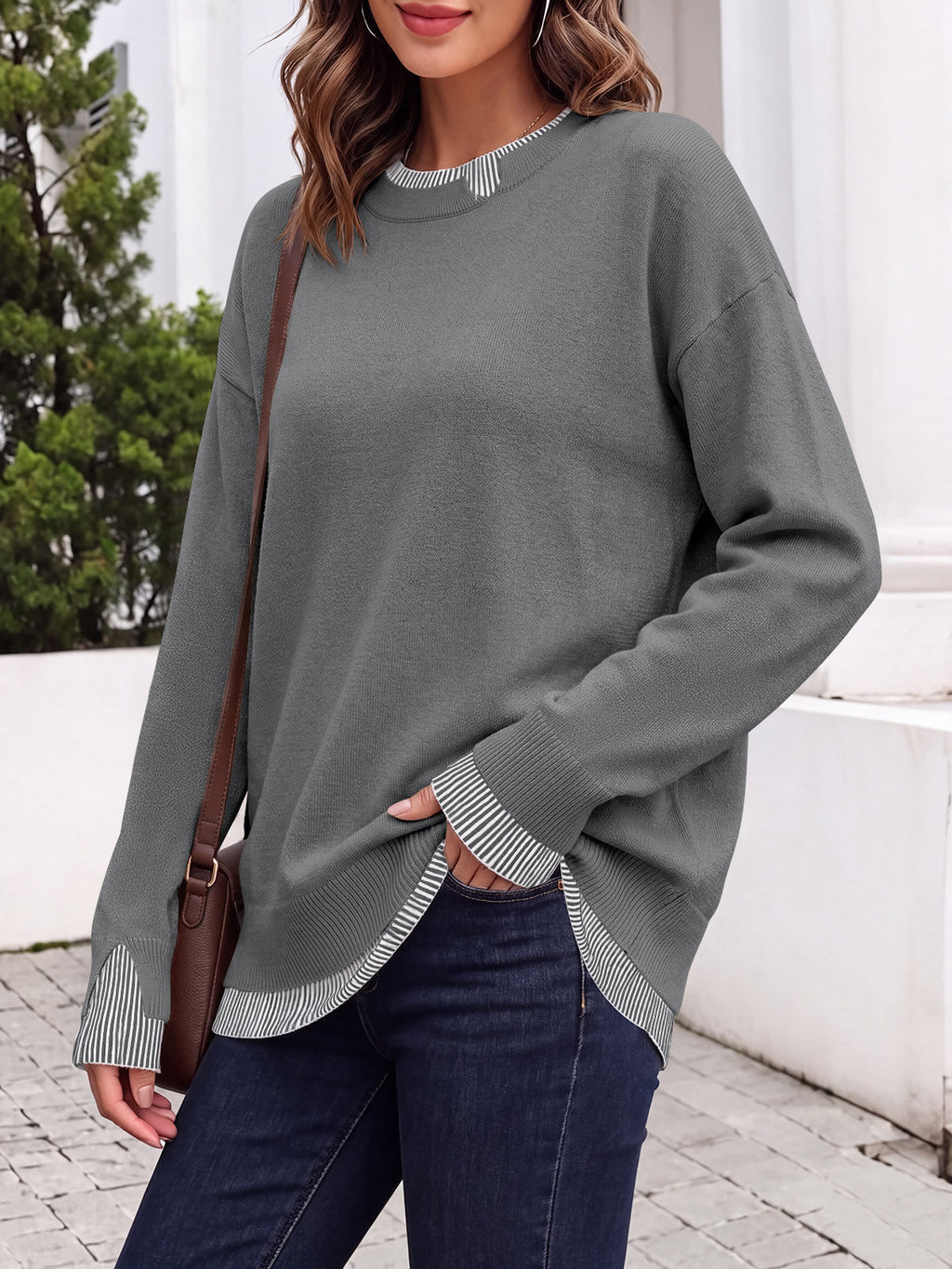 usvara Womens Crewneck Long Sleeve Sweater
