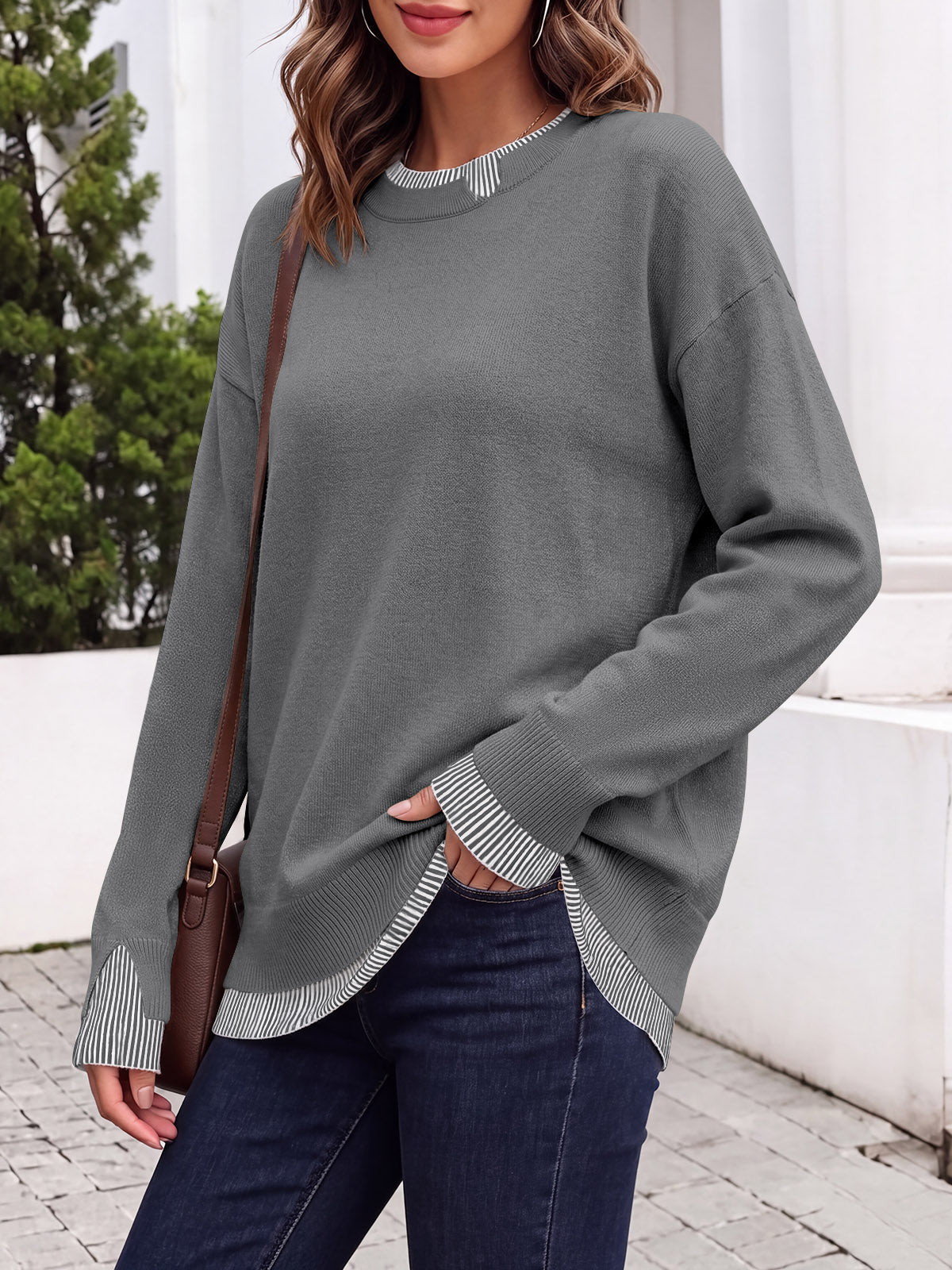 usvara Womens Crewneck Long Sleeve Sweater