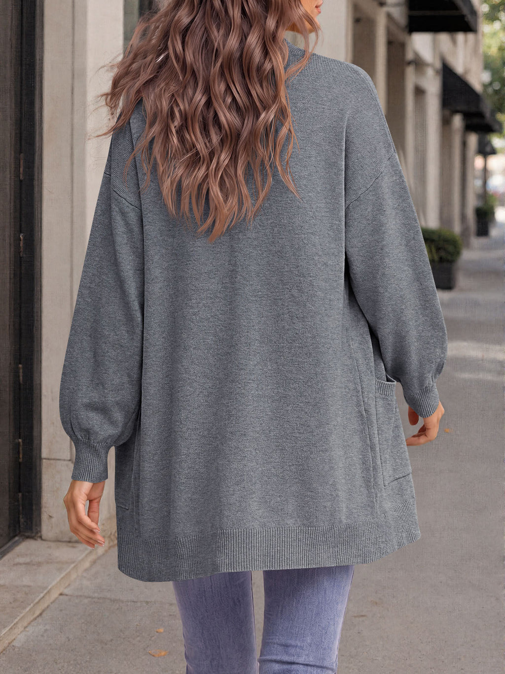 usvara Womens Oversized V Neck  Cardigan