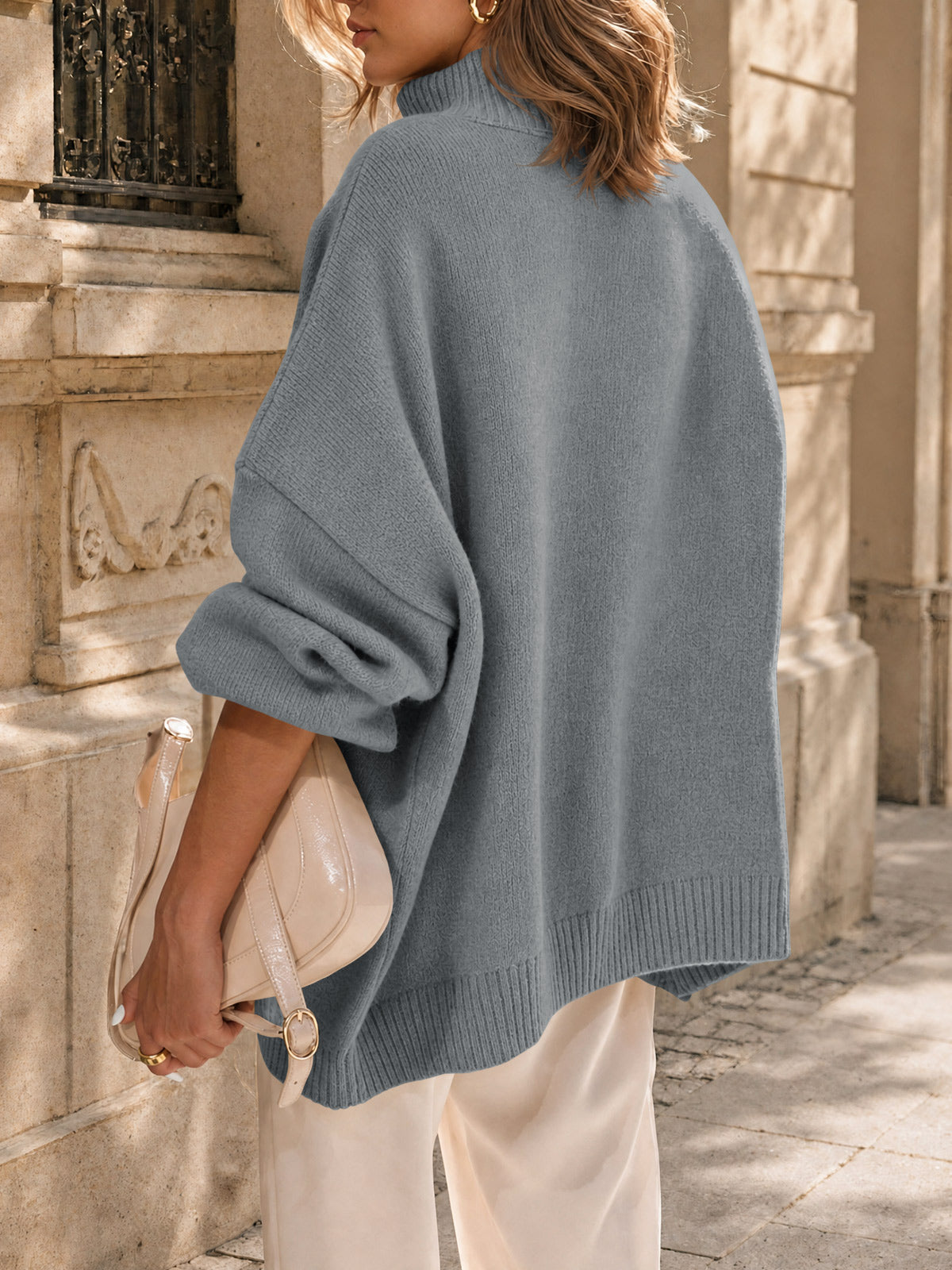 usvara Womens Mock Neck Oversized Sweater