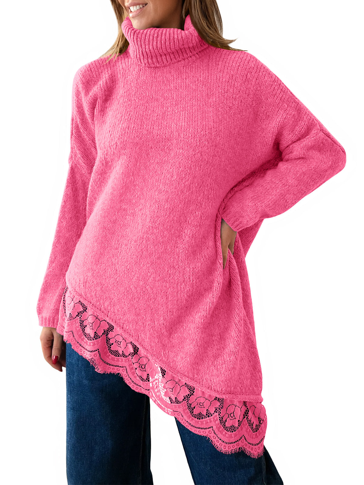 usvara Womens Oversized Batwing Sleeve Turtleneck Sweater