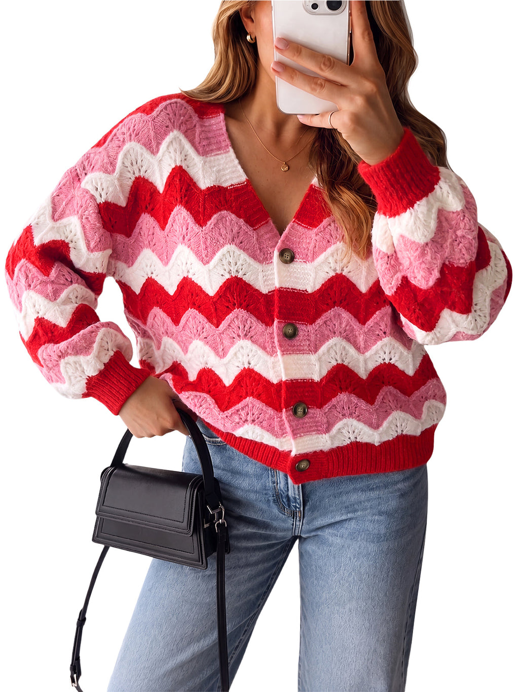 usvara Women Oversized Striped Cardigan