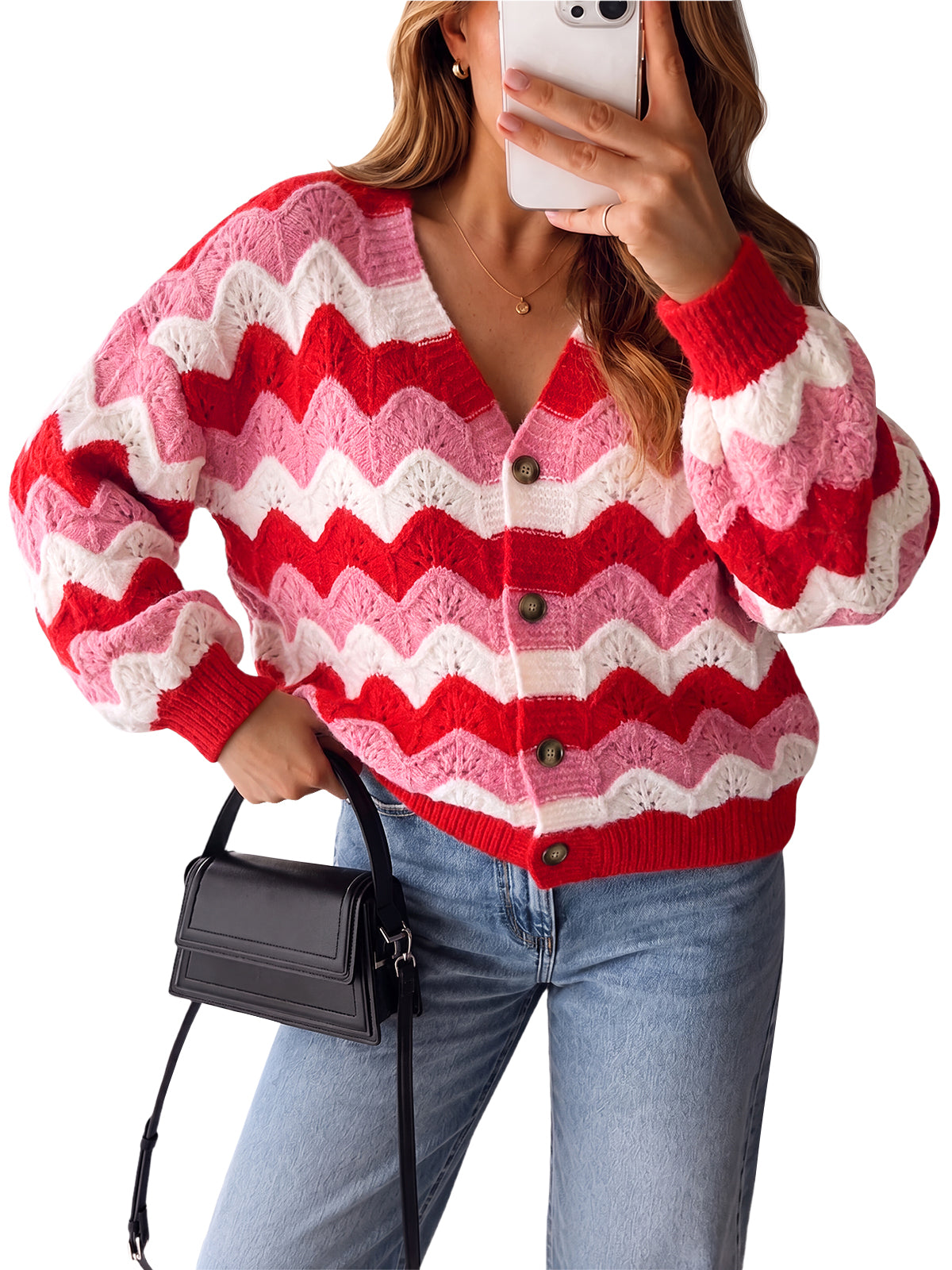 usvara Women Oversized Striped Cardigan