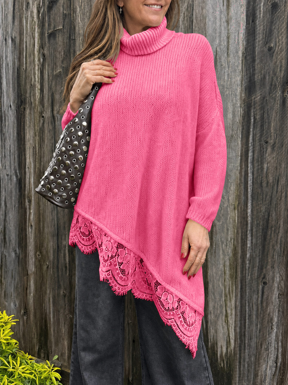 usvara Womens Oversized Batwing Sleeve Turtleneck Sweater