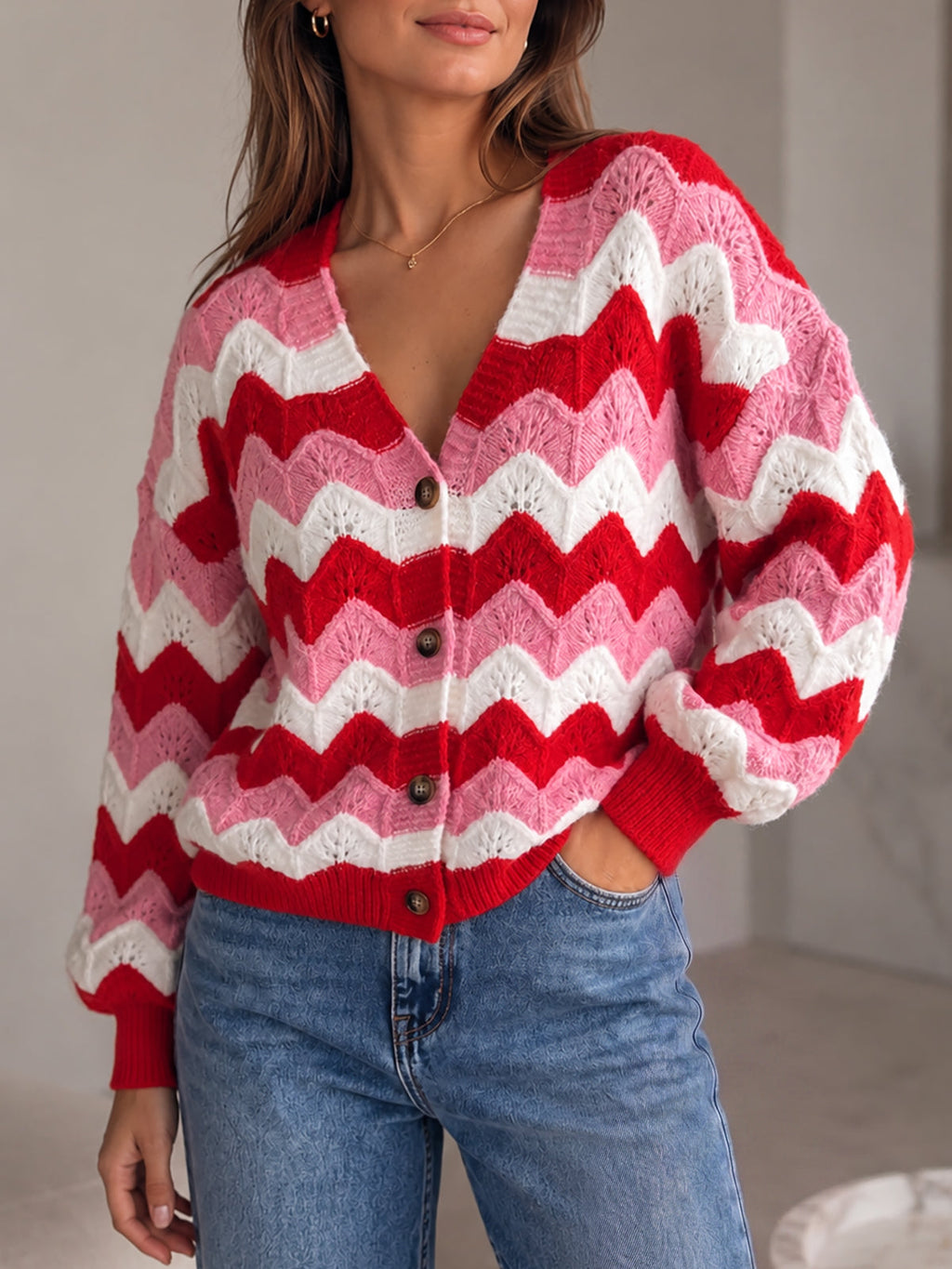 usvara Women Oversized Striped Cardigan
